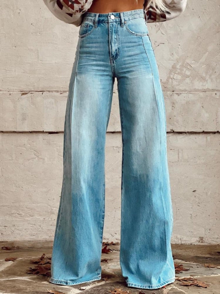 Georgina | Women's High Waisted Wide Leg Denim Pants