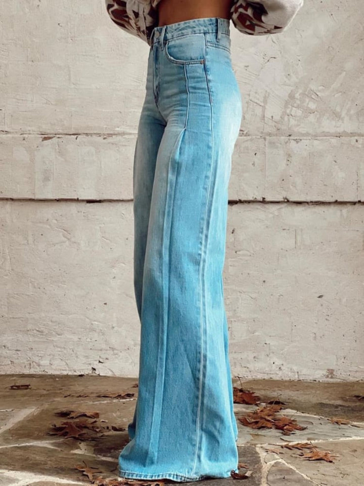 Georgina | Women's High Waisted Wide Leg Denim Pants