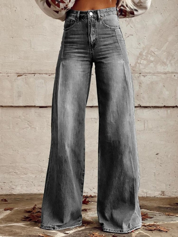 Georgina | Women's High Waisted Wide Leg Denim Pants