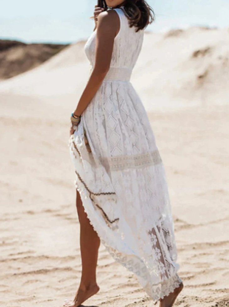Calliope | Women's V-Neck Embroidered Bohemian Lace Dress