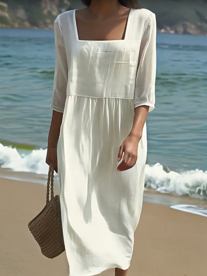 Maelynn | Women's Empire Waist Square Neck Casual Dress