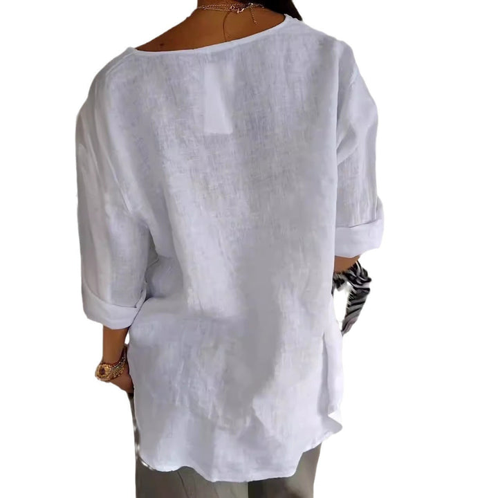 Charina | Women's V Neck Blouse with One Button