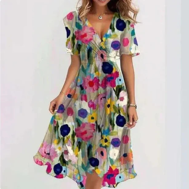 Elisse | Women's Elegant V Neck Wrap Midi Dress