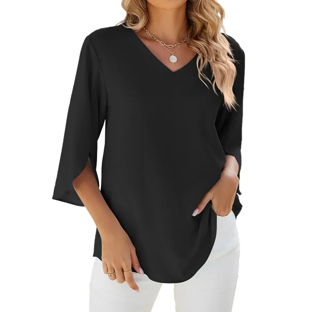 Phoebe | Women's Casual V-Neck 3/4 Sleeve Summer Blouse