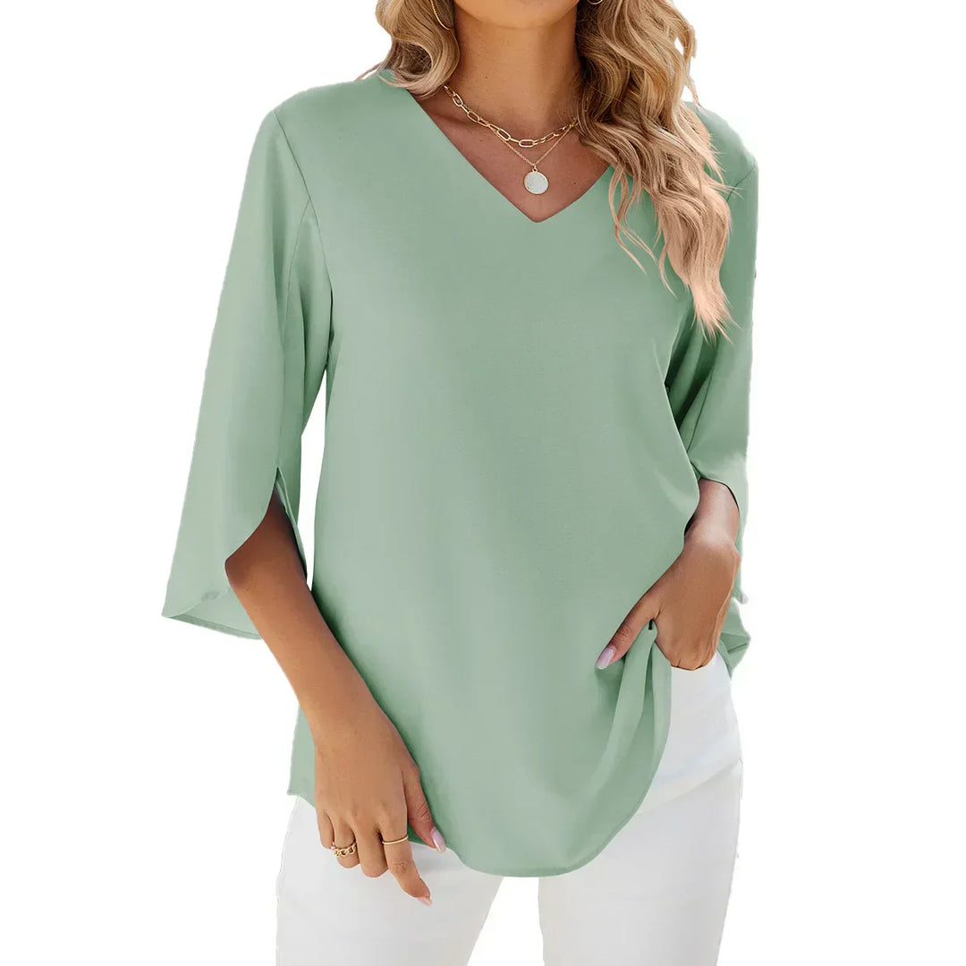Phoebe | Women's Casual V-Neck 3/4 Sleeve Summer Blouse