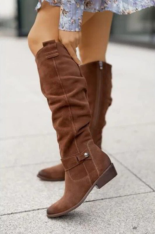 Kelsey | Women's Mid Calf Suede Boots with Buckle Style