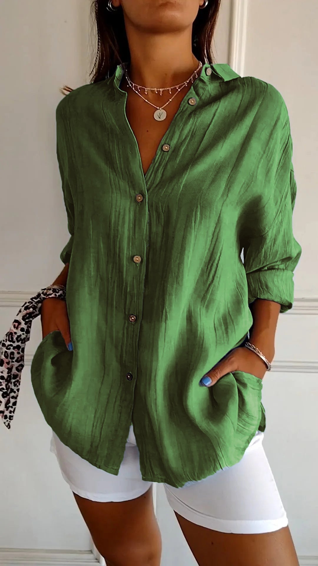 Dakota | Women's Button Down Summer Shirt with Folded Sleeves