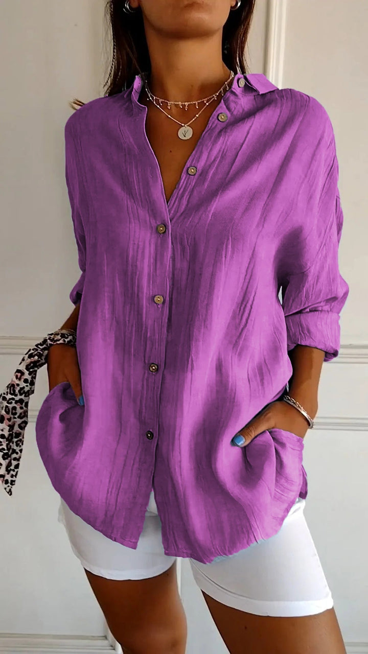 Dakota | Women's Button Down Summer Shirt with Folded Sleeves