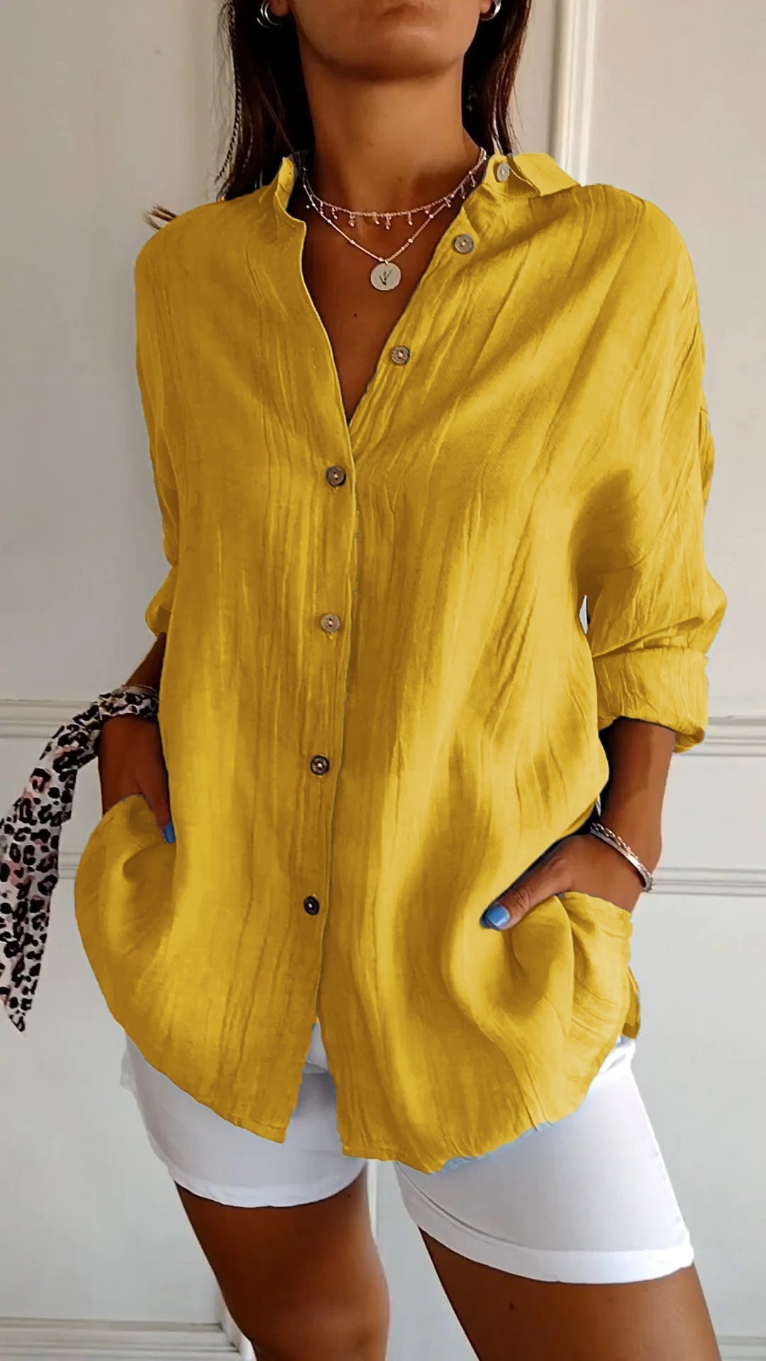 Dakota | Women's Button Down Summer Shirt with Folded Sleeves