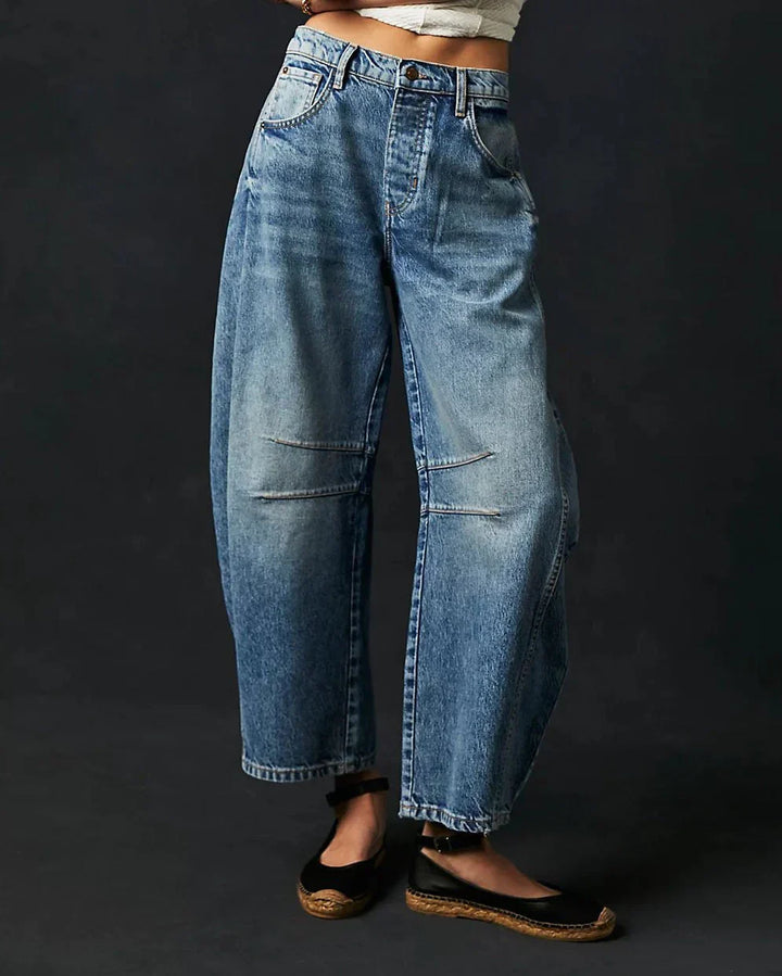 Madison | Women's Mid Rise Denim Jeans with Barrel Leg