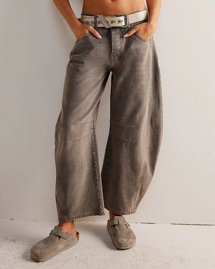 Madison | Women's Mid Rise Denim Jeans with Barrel Leg