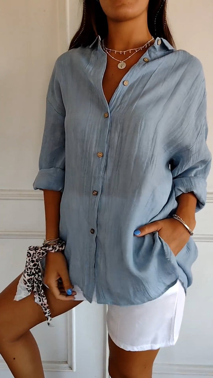 Dakota | Women's Button Down Summer Shirt with Folded Sleeves