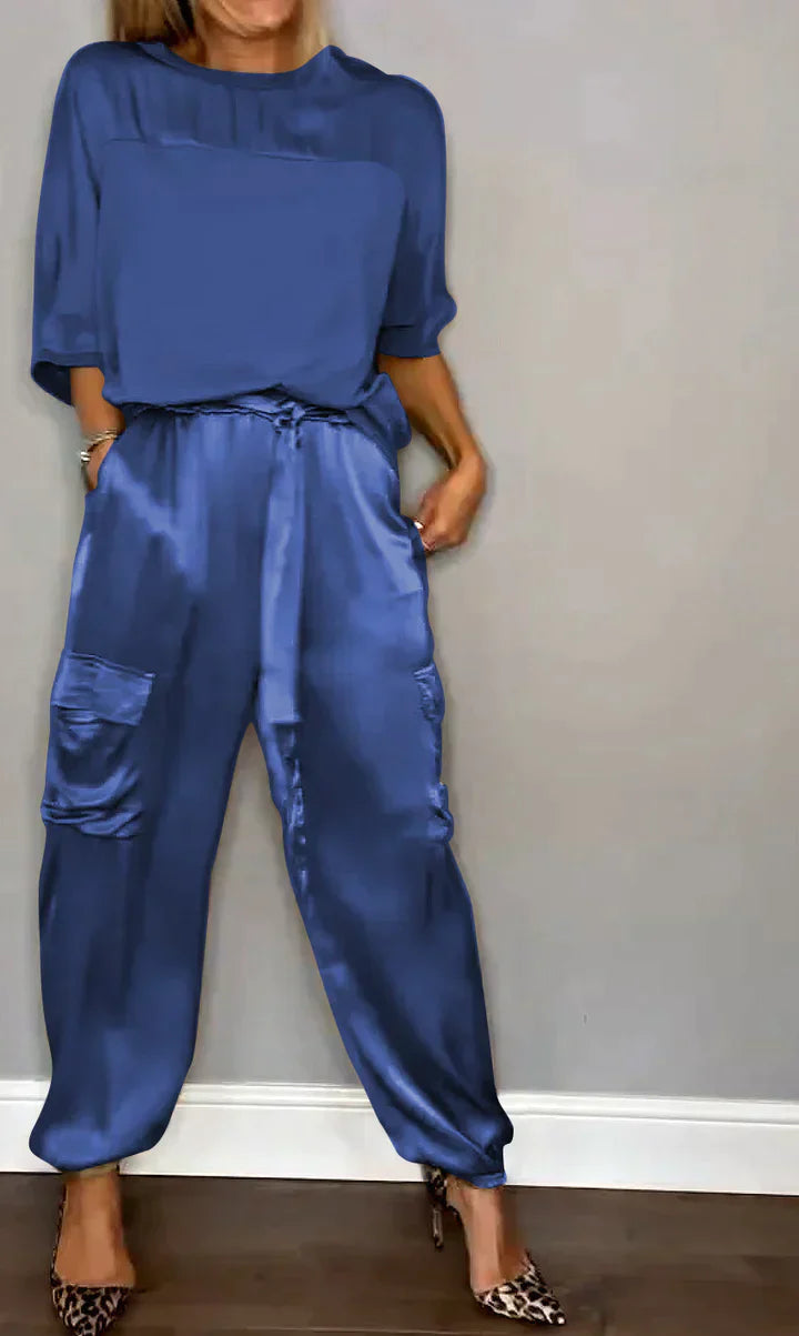 Suzy | Women's Satin Loungewear Set with Jogger Pants
