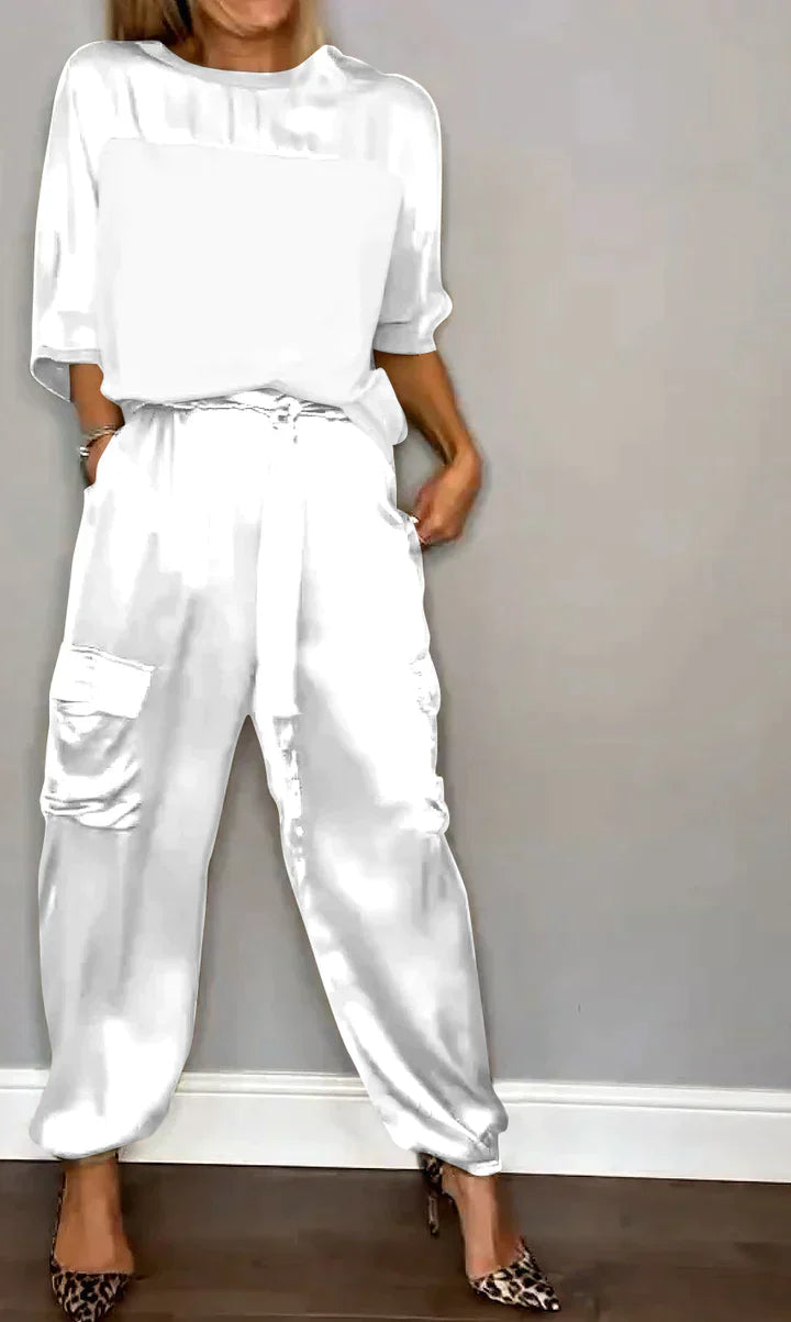 Suzy | Women's Satin Loungewear Set with Jogger Pants