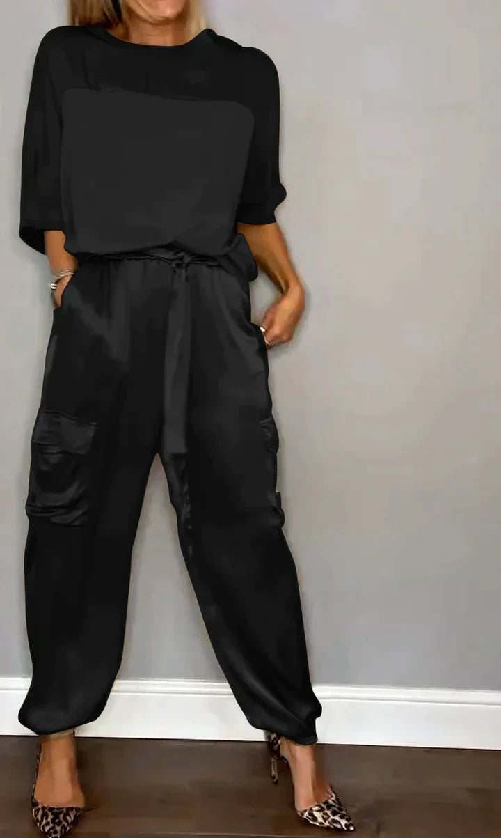 Suzy | Women's Satin Loungewear Set with Jogger Pants