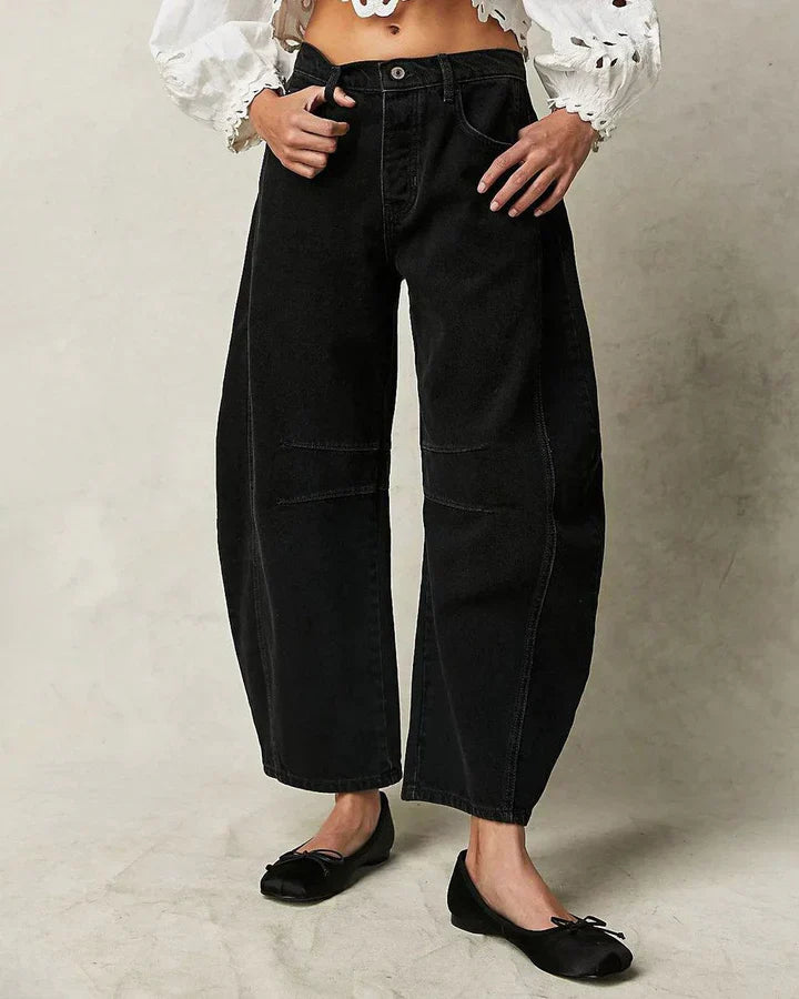 Madison | Women's Mid Rise Denim Jeans with Barrel Leg