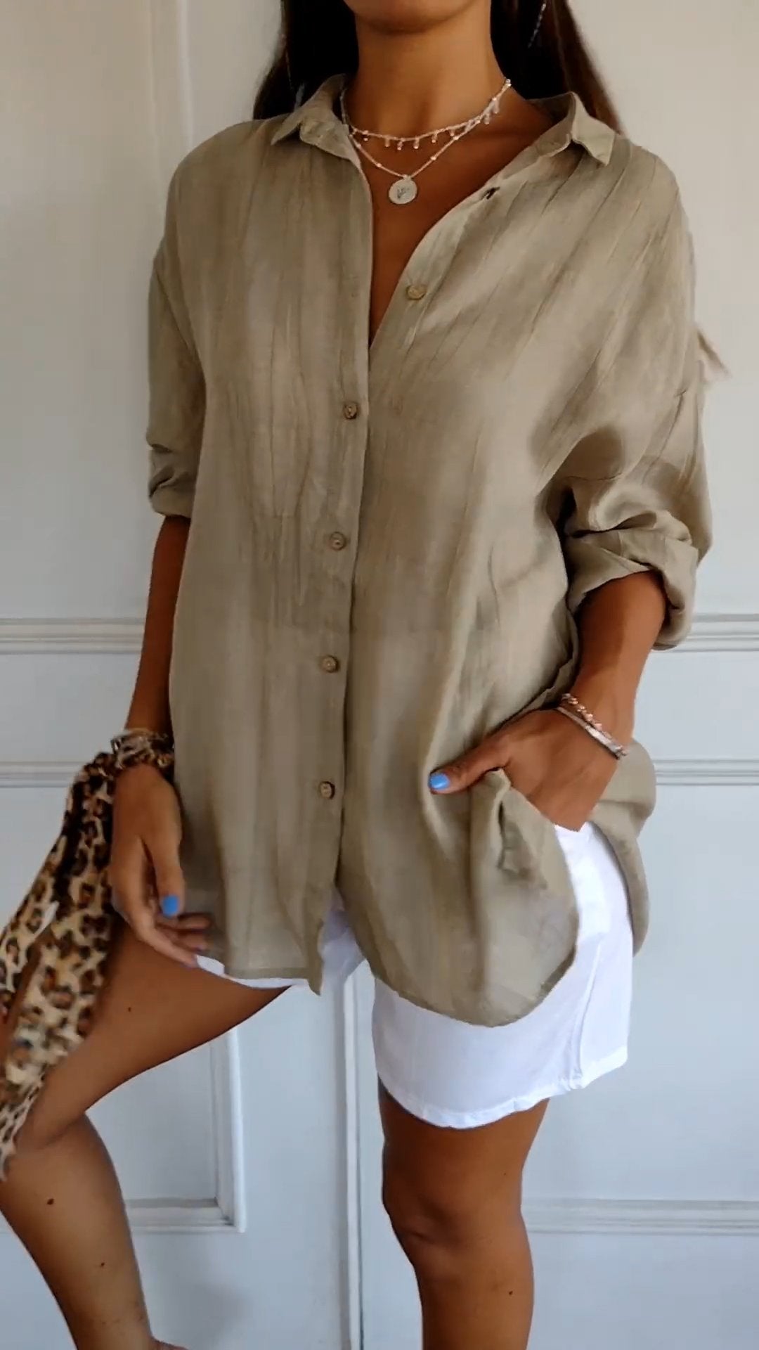 Dakota | Women's Button Down Summer Shirt with Folded Sleeves