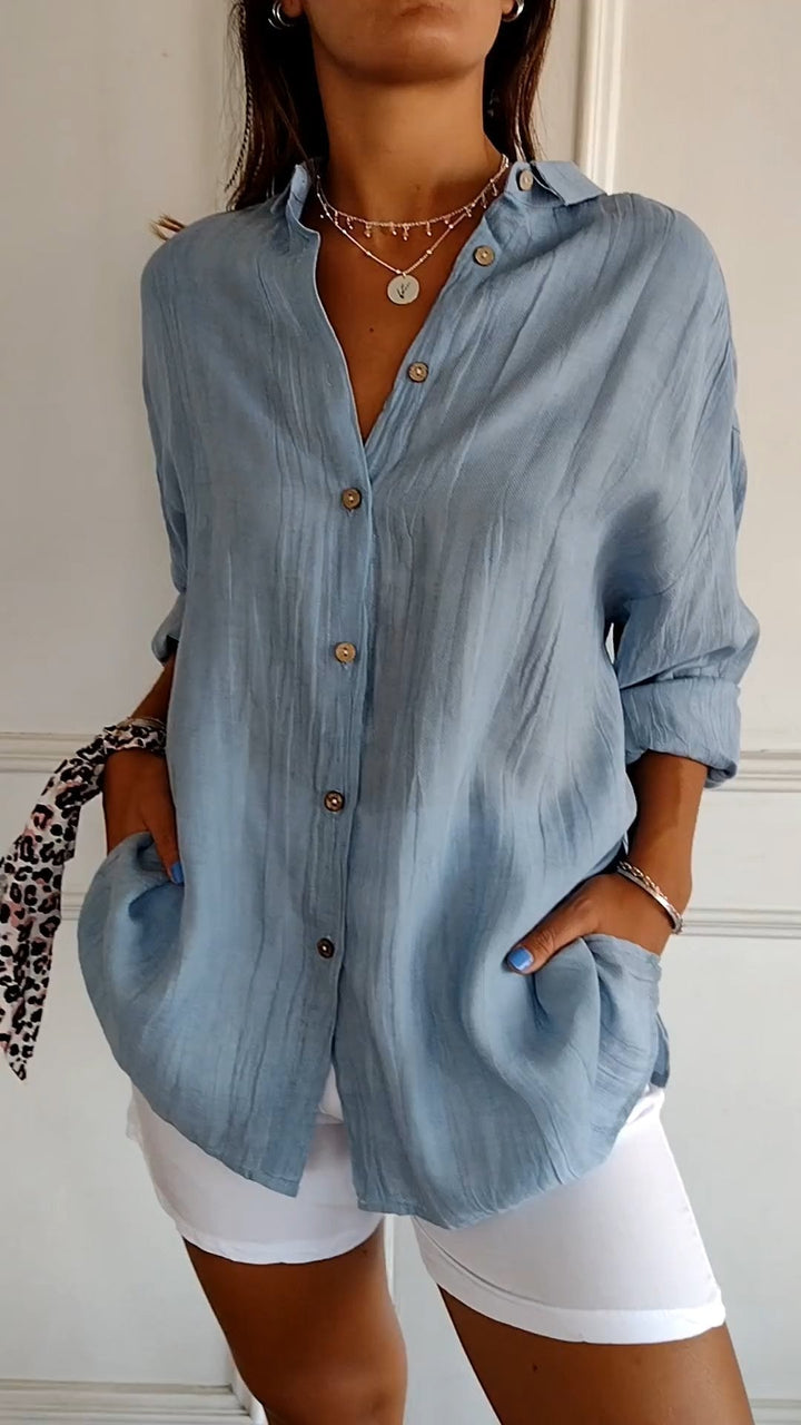 Dakota | Women's Button Down Summer Shirt with Folded Sleeves