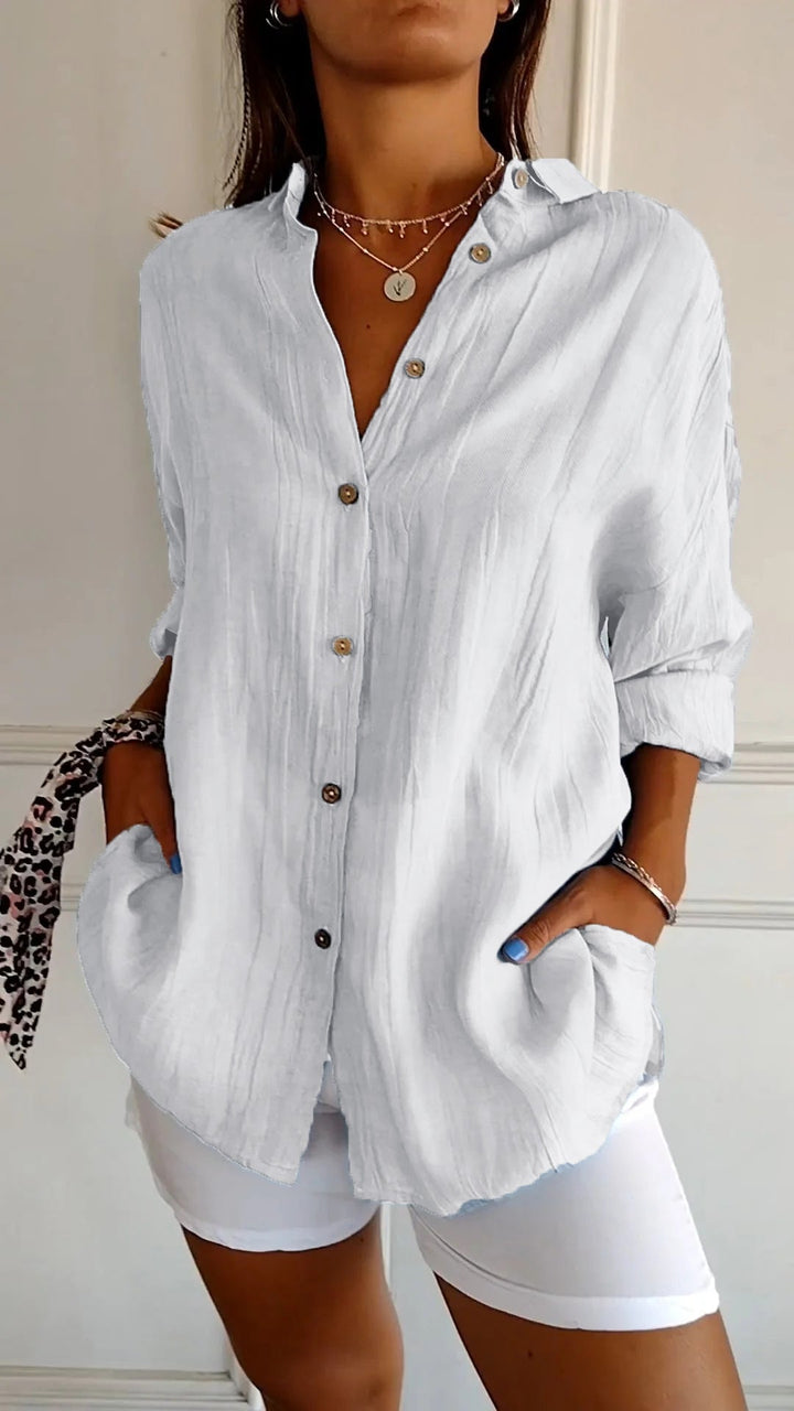Dakota | Women's Button Down Summer Shirt with Folded Sleeves