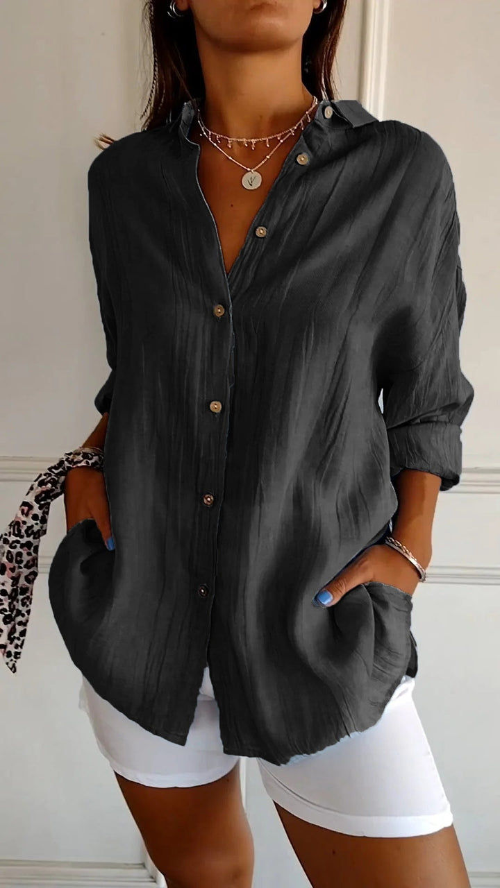 Dakota | Women's Button Down Summer Shirt with Folded Sleeves