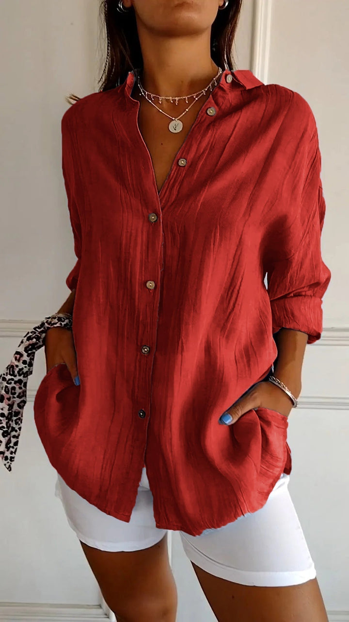 Dakota | Women's Button Down Summer Shirt with Folded Sleeves