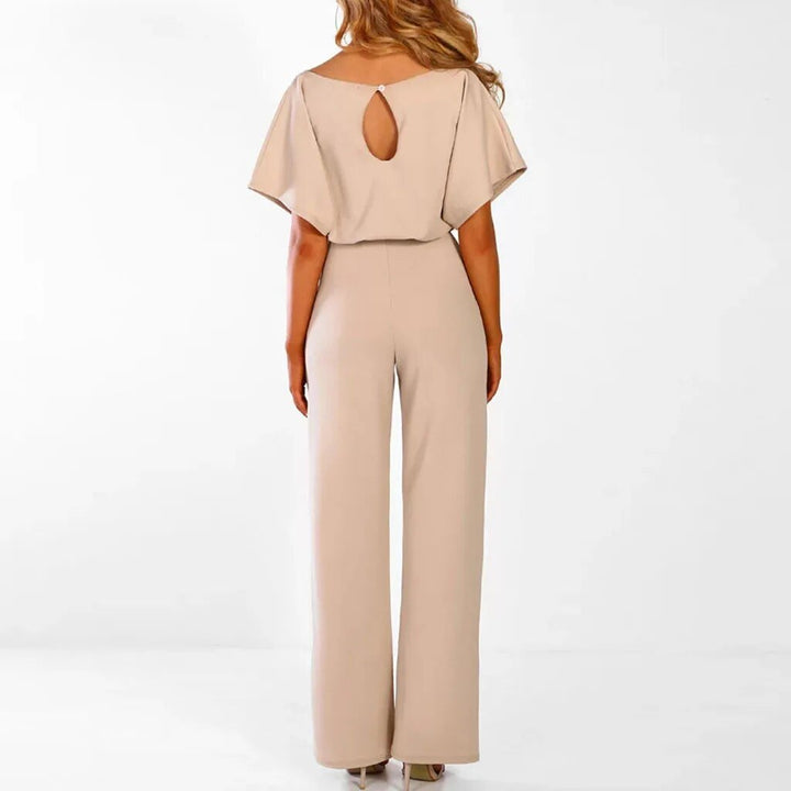 Audrey | Women's Off Shoulder Wide Leg Jumpsuit with Tie Belt