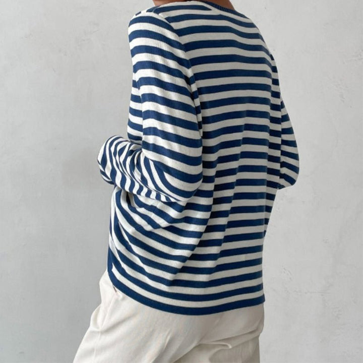 Thea | Women's Long Sleeves Crew Neck Striped Knit Top