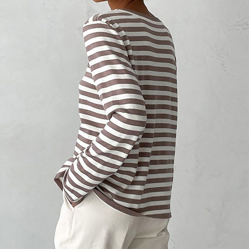 Thea | Women's Long Sleeves Crew Neck Striped Knit Top