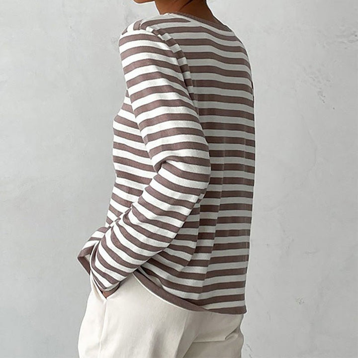 Thea | Women's Long Sleeves Crew Neck Striped Knit Top
