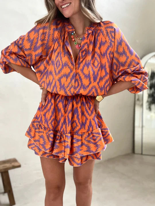 Danica | Women's Printed Bubble Sleeve Romper