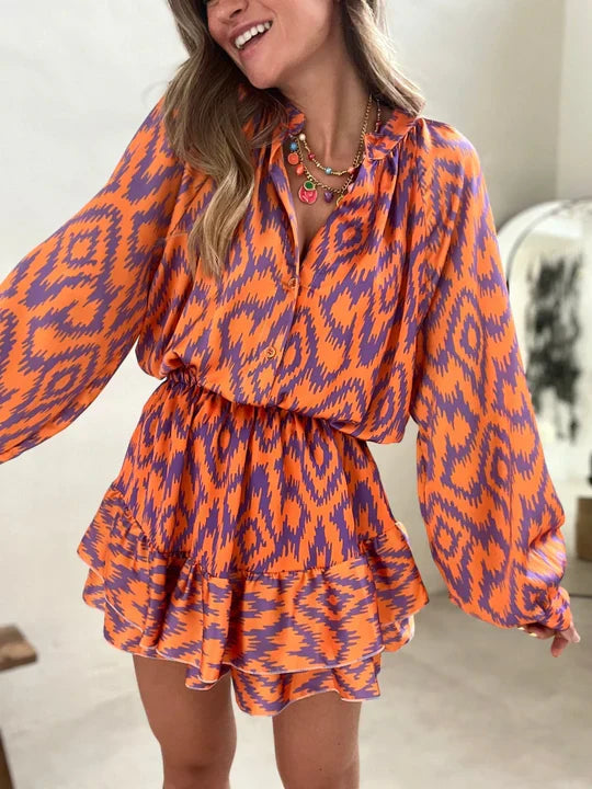 Danica | Women's Printed Bubble Sleeve Romper