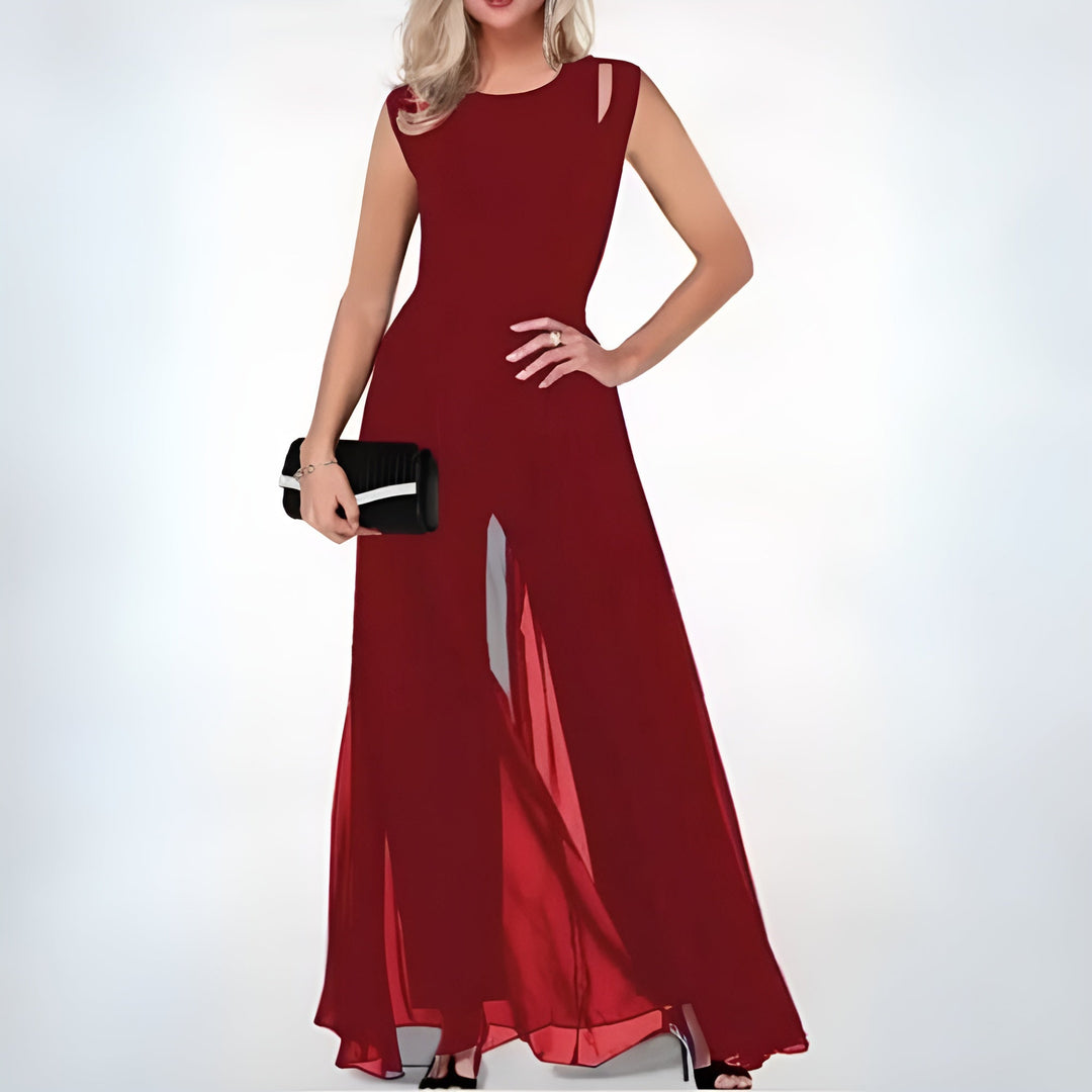 Camila | Women's Formal Chiffon Jumpsuit with Skirt Overlay