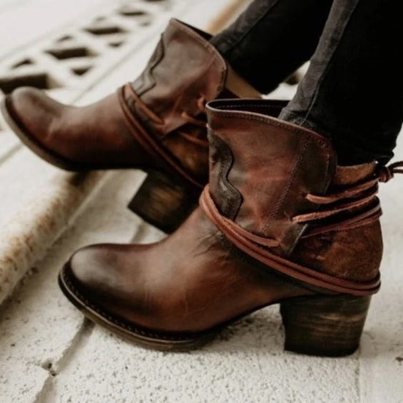 Stella | Women's Chunky Heel Lace-Up Ankle Boots