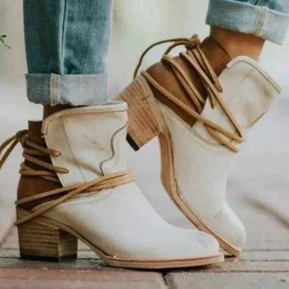 Stella | Women's Chunky Heel Lace-Up Ankle Boots