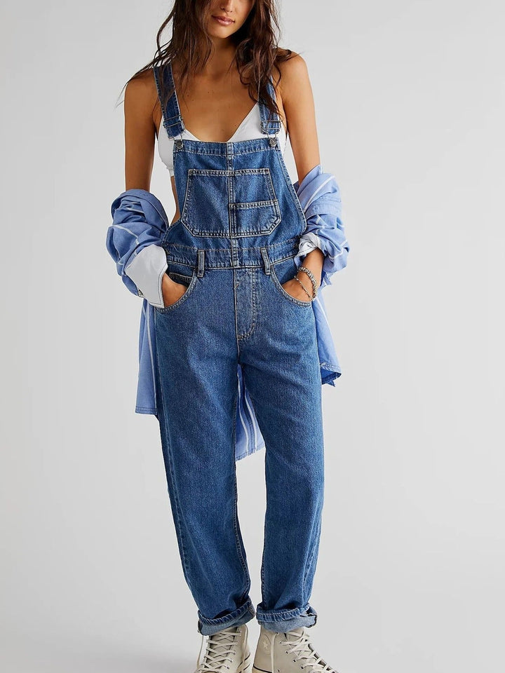 Maya | Women's Relaxed Fit  Wide Leg Denim Overalls