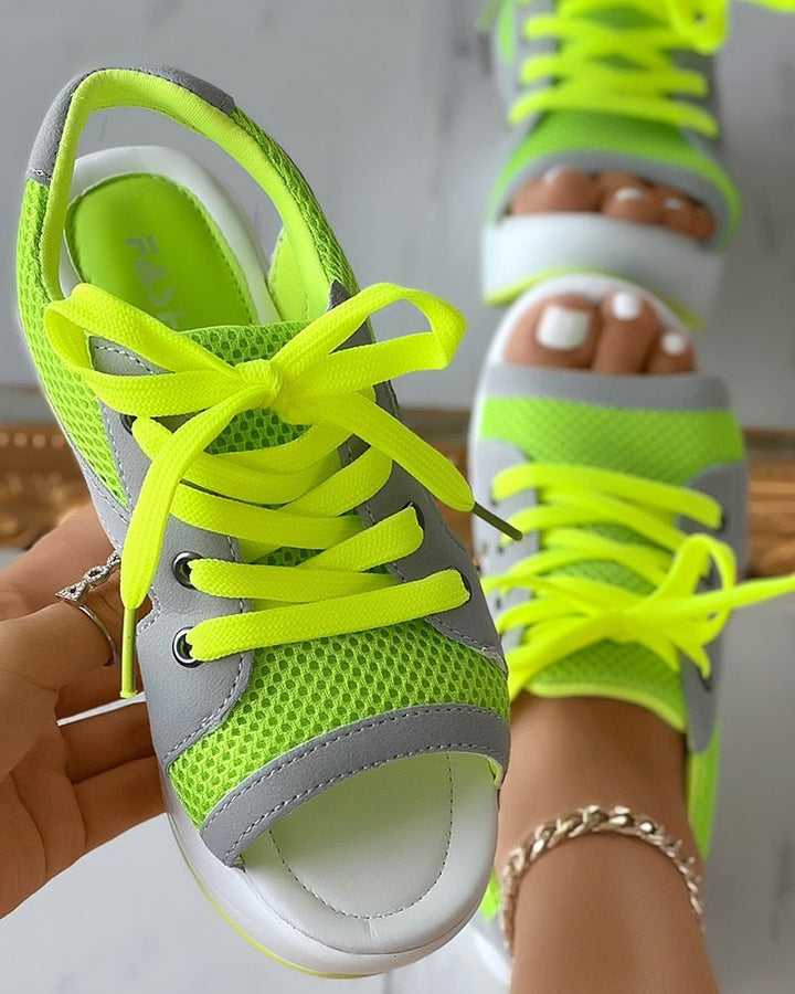 Toni | Women's Platform Open-Toe Lace Up Wedge Sandal