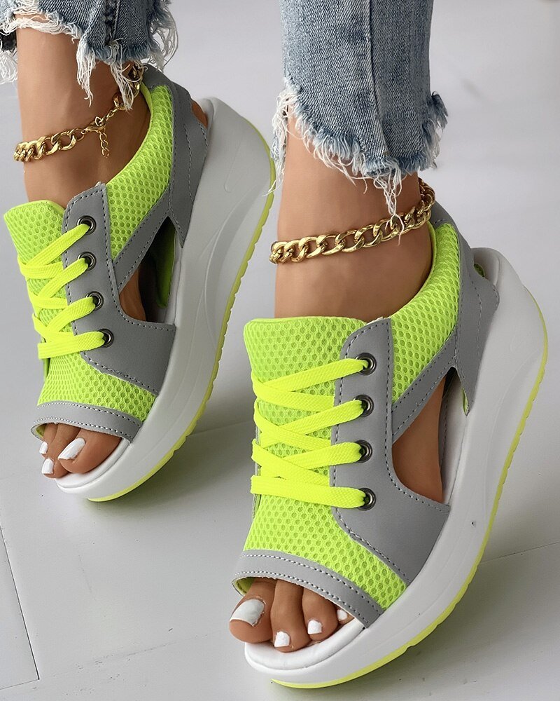 Toni | Women's Platform Open-Toe Lace Up Wedge Sandal