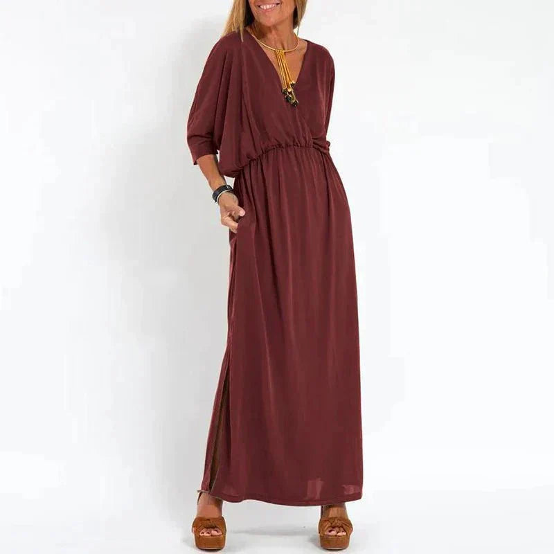 Regina | Women's Flowy V-Neck Empire Waist Maxi Dress