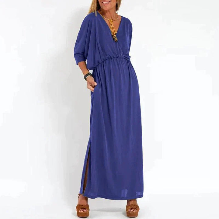 Regina | Women's Flowy V-Neck Empire Waist Maxi Dress