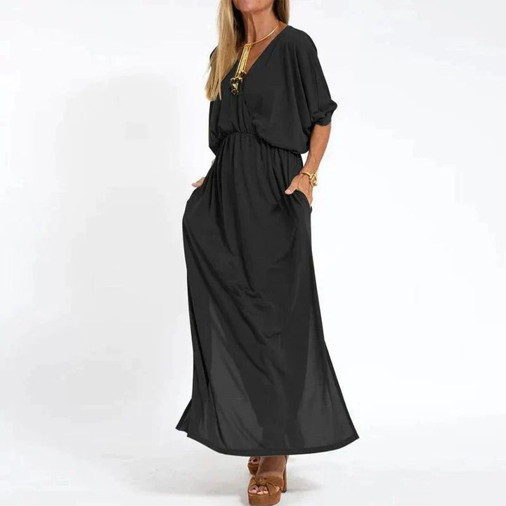 Regina | Women's Flowy V-Neck Empire Waist Maxi Dress