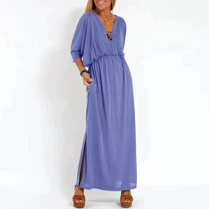 Regina | Women's Flowy V-Neck Empire Waist Maxi Dress