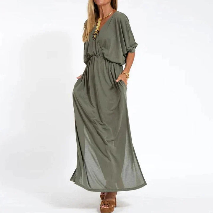 Regina | Women's Flowy V-Neck Empire Waist Maxi Dress