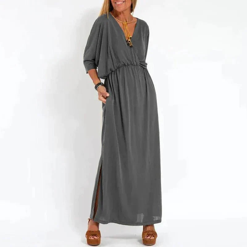 Regina | Women's Flowy V-Neck Empire Waist Maxi Dress