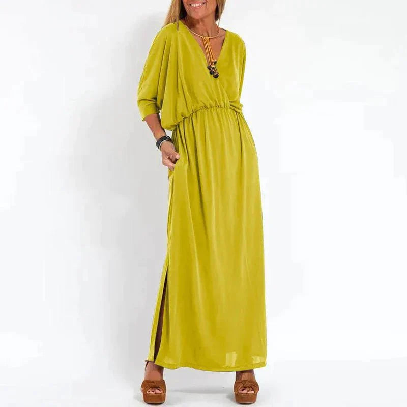 Regina | Women's Flowy V-Neck Empire Waist Maxi Dress