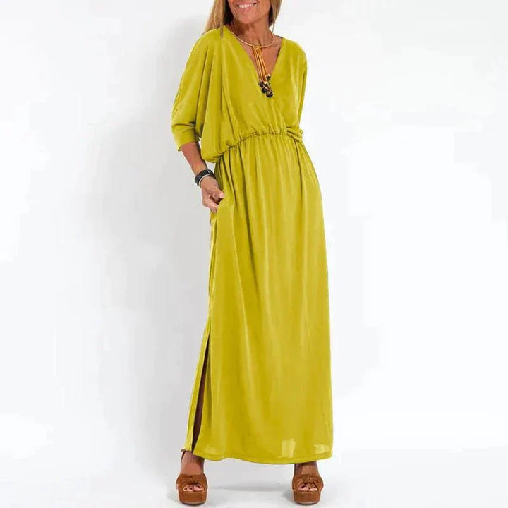 Regina | Women's Flowy V-Neck Empire Waist Maxi Dress