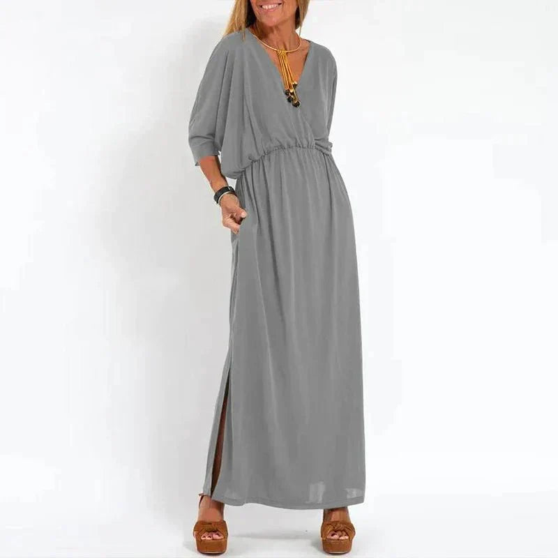 Regina | Women's Flowy V-Neck Empire Waist Maxi Dress
