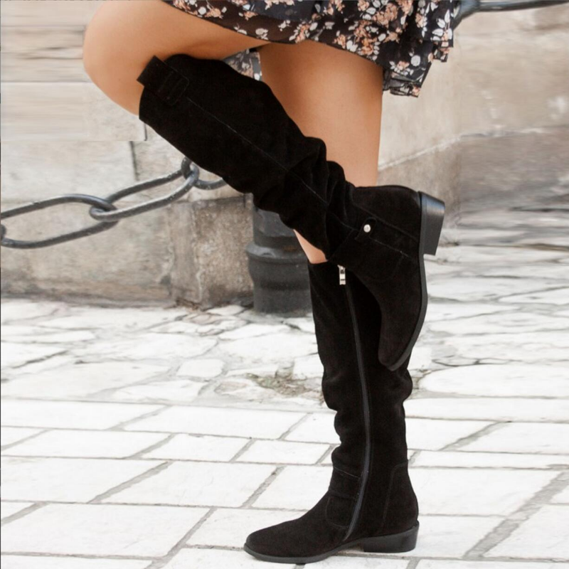Kelsey | Women's Mid Calf Suede Boots with Buckle Style