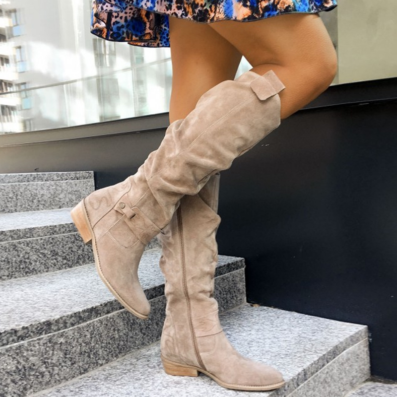 Kelsey | Women's Mid Calf Suede Boots with Buckle Style