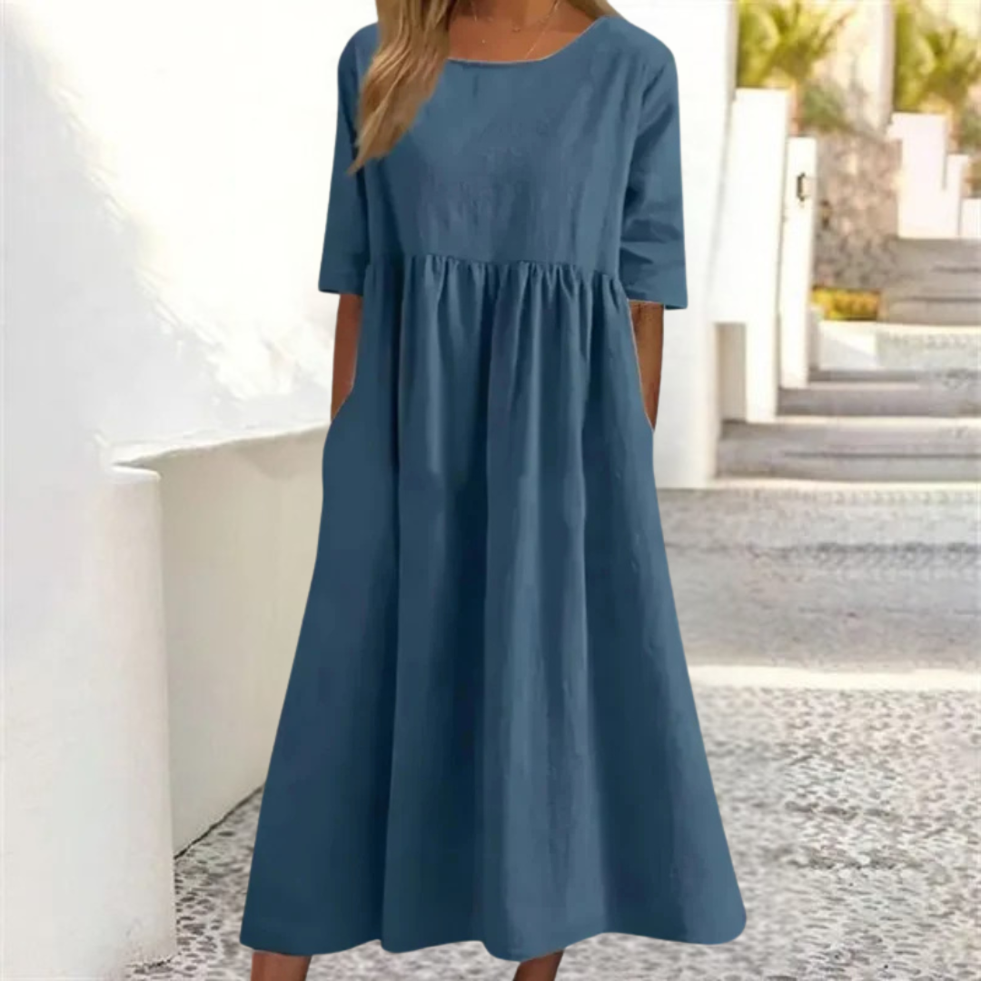 Amelia | Women's  Casual A Line Swing Dress with Pockets