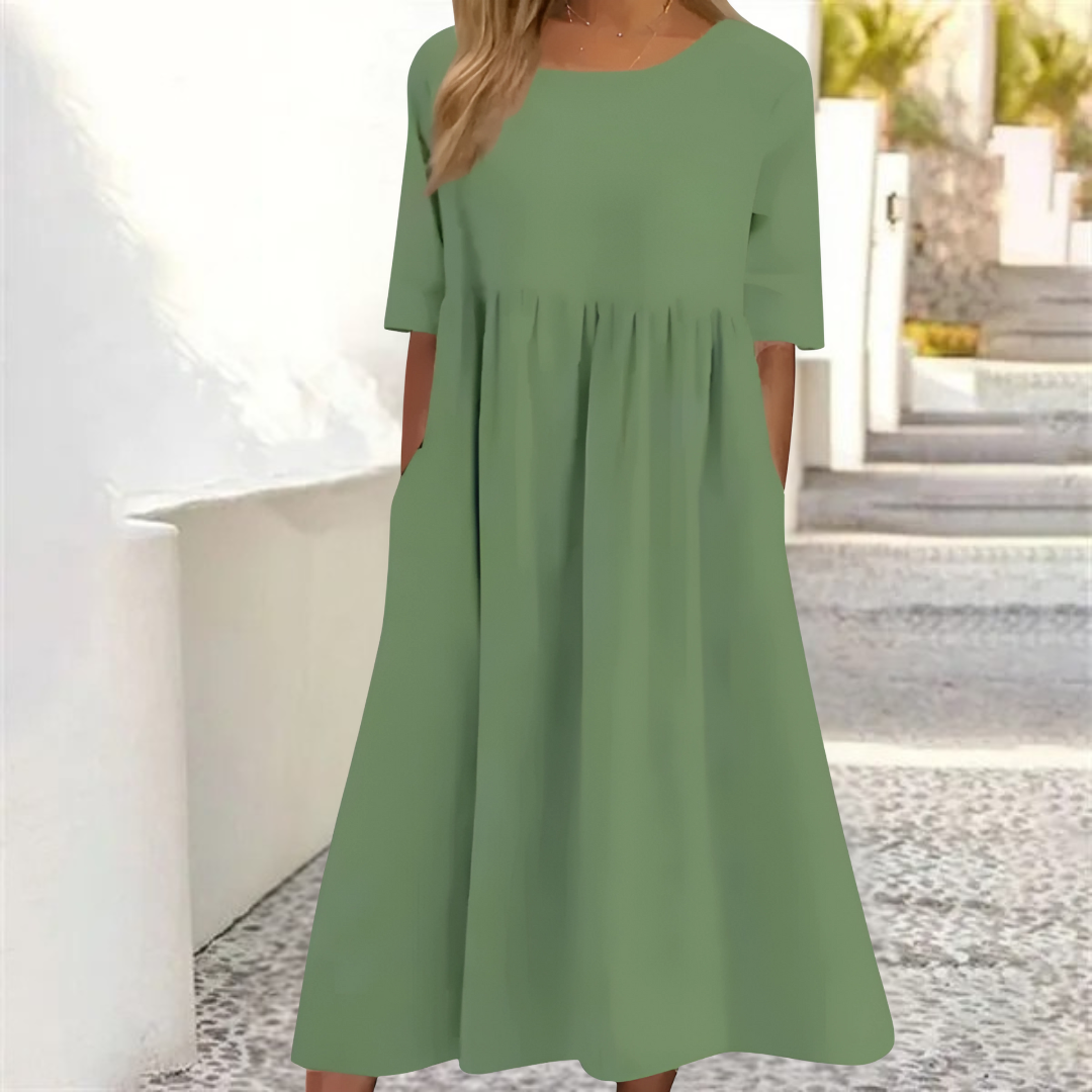 Amelia | Women's  Casual A Line Swing Dress with Pockets
